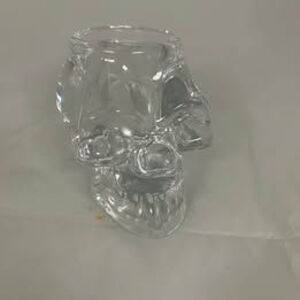 Glass skull candle holder